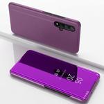 Electroplating Mirror Horizontal Flip Leather Case for Huawei Honor 20 with Holder(Purple)