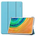 For HUAWEI MatePad Pro 10.8 ENKAY High Quality PU Leather + Plastic Bottom Case with Three-folding Holder(Light Blue)
