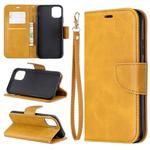 For iPhone 11 Retro Lambskin Texture Pure Color Horizontal Flip PU Leather Case , with Holder & Card Slots & Wallet & Lanyard(Yellow)