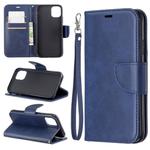 For iPhone 11 Retro Lambskin Texture Pure Color Horizontal Flip PU Leather Case , with Holder & Card Slots & Wallet & Lanyard(Blue)