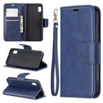 Retro Lambskin Texture Pure Color Horizontal Flip PU Leather Case for Galaxy A10E, with Holder & Card Slots & Wallet & Lanyard(Blue)