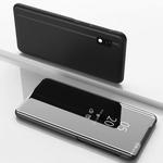 Electroplating Mirror Horizontal Flip Leather Case for Galaxy A10E with Holder(Black)
