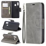 Retro Lambskin Texture Pure Color Horizontal Flip PU Leather Case for Galaxy A20E, with Holder & Card Slots & Wallet & Lanyard(Grey)