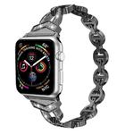 8-shaped VO Diamond-studded Solid Stainless Steel Wrist Strap Watch Band for Apple Watch Series 3 & 2 & 1 38mm(Black)