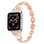 8-shaped VO Diamond-studded Solid Stainless Steel Wrist Strap Watch Band for Apple Watch Series 3 & 2 & 1 38mm(Rose Gold)