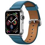 Classic Button Leather Wrist Strap Watch Band for Apple Watch Series 3 & 2 & 1 38mm(Dark Blue)