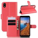 Litchi Texture Horizontal Flip Leather Case for Xiaomi Redmi 7A, with Wallet & Holder & Card Slots(red)