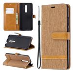 Color Matching Denim Texture Leather Case for Xiaomi Redmi K20 & K20 Pro, with Holder & Card Slots & Wallet & Lanyard(Brown)