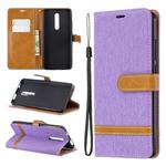 Color Matching Denim Texture Leather Case for Xiaomi Redmi K20 & K20 Pro, with Holder & Card Slots & Wallet & Lanyard(Purple)