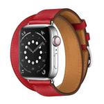 For Apple Watch 3 / 2 / 1 Generation 42mm Universal Leather Double-Loop Watch Band(red)
