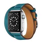 For Apple Watch 3 / 2 / 1 Generation 42mm Universal Leather Double-Loop Watch Band(blue)