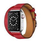 For Apple Watch 3 / 2 / 1 Generation 38mm Universal Leather Double-loop Watch Band(red)