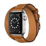 For Apple Watch 3 / 2 / 1 Generation 38mm Universal Leather Double-loop Watch Band(brown)