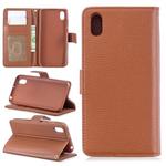 For Huawei Y5 2019 Lychee Texture Horizontal Flip Leather Case with Holder & Card Slots & Wallet & Photo Frame(Brown)