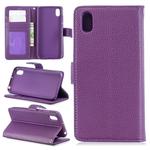 For Huawei Y5 2019 Lychee Texture Horizontal Flip Leather Case with Holder & Card Slots & Wallet & Photo Frame(Purple)