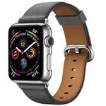 Classic Button Leather Wrist Strap Watch Band for Apple Watch Series 3 & 2 & 1 42mm(Gray)