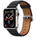 Classic Button Leather Wrist Strap Watch Band for Apple Watch Series 3 & 2 & 1 42mm(Black)