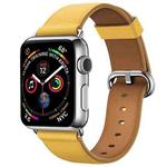 Classic Button Leather Wrist Strap Watch Band for Apple Watch Series 3 & 2 & 1 42mm(Yellow)