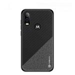 PINWUYO Hong Series Anti-fall TPU+ Chemical Fiber Cloth Protective Cover for Moto P40/One Vision(Black)