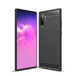 Brushed Texture Carbon Fiber TPU Case for Galaxy Note10 Pro(Black)