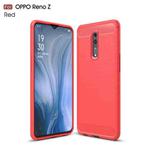 Brushed Texture Carbon Fiber TPU Case for OPPO Reno Z(Red)