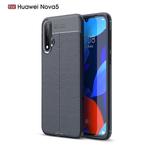 Litchi Texture TPU Shockproof Case for Huawei Nova 5(Navy Blue)