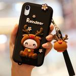 For iPhone XR Lovely Reindeer Full Package Anti Falling Silicone Sleeve(Black)