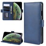 For iPhone X / XS Dual-side Magnetic Buckle Horizontal Flip Leather Case with Holder & Card Slots & Wallet & Photo Frame(Dark Blue)