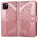 For iPhone 11 Pro Butterfly Love Flowers Embossing Horizontal Flip Leather Case with Holder & Card Slots & Wallet & Lanyard(Rose gold)