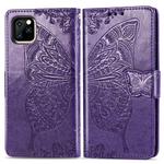 For iPhone 11 Pro Butterfly Love Flowers Embossing Horizontal Flip Leather Case with Holder & Card Slots & Wallet & Lanyard(Dark purple)