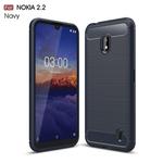 Brushed Texture Carbon Fiber TPU Case for Nokia 2.2(Navy Blue)