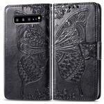 Butterfly Love Flowers Embossing Horizontal Flip Leather Case For Galaxy S10 5G with Holder & Card Slots & Wallet & Lanyard(Black)