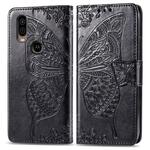 Butterfly Love Flowers Embossing Horizontal Flip Leather Case For Motorola P40 with Holder & Card Slots & Wallet & Lanyard(Black)