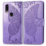 Butterfly Love Flowers Embossing Horizontal Flip Leather Case For Motorola P40 with Holder & Card Slots & Wallet & Lanyard(Light purple)