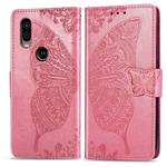 Butterfly Love Flowers Embossing Horizontal Flip Leather Case For Motorola P40 with Holder & Card Slots & Wallet & Lanyard(Pink)