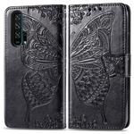Butterfly Love Flowers Embossing Horizontal Flip Leather Case For Huawei Honor 20 Pro with Holder & Card Slots & Wallet & Lanyard(Black)