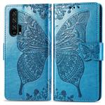 Butterfly Love Flowers Embossing Horizontal Flip Leather Case For Huawei Honor 20 Pro with Holder & Card Slots & Wallet & Lanyard(Blue)