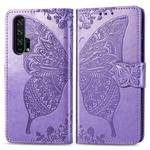 Butterfly Love Flowers Embossing Horizontal Flip Leather Case For Huawei Honor 20 Pro with Holder & Card Slots & Wallet & Lanyard(Lighe purple)