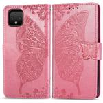 Butterfly Love Flowers Embossing Horizontal Flip Leather Case For Google Pixel 4 XL with Holder & Card Slots & Wallet & Lanyard(Pink)