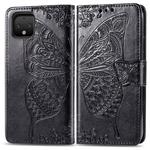 Butterfly Love Flowers Embossing Horizontal Flip Leather Case For Google Pixel 4 with Holder & Card Slots & Wallet & Lanyard(Black)