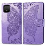 Butterfly Love Flowers Embossing Horizontal Flip Leather Case For Google Pixel 4 with Holder & Card Slots & Wallet & Lanyard(Light purple)