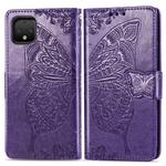 Butterfly Love Flowers Embossing Horizontal Flip Leather Case For Google Pixel 4 with Holder & Card Slots & Wallet & Lanyard(Dark purple)