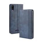 Magnetic Buckle Retro Crazy Horse Texture Horizontal Flip Leather Case for Wiko Y80, with Holder & Card Slots & Photo Frame(Blue)