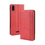 Magnetic Buckle Retro Crazy Horse Texture Horizontal Flip Leather Case for Wiko Y80, with Holder & Card Slots & Photo Frame(Red)