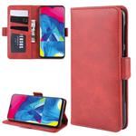 Dual-side Magnetic Buckle Horizontal Flip Leather Case for Galaxy M10, with with Holder & Card Slots & Wallet & Photo Frame(Red)