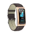 AK12 1.14 inch IPS Color Screen Smart Watch IP68 Waterproof,Leather Watchband,Support Call Reminder /Heart Rate Monitoring/Blood Pressure Monitoring/Sleep Monitoring/Predict Menstrual Cycle Intelligently(Gold)