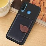 Leaf Buckle Litchi Texture Card Holder PU + TPU Case with Card Slot & Holder & Wallet & Photo Frame for Huawei Nove 4E / P30 Lite(Black)