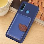 Leaf Buckle Litchi Texture Card Holder PU + TPU Case with Card Slot & Holder & Wallet & Photo Frame for Huawei Nove 4E / P30 Lite(Blue)