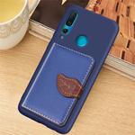 Litchi Pattern Card Bag Wallet Bracket + TPU Phone Case with Card Slot Wallet Bracket Function For Huawei Nove 4(Blue)