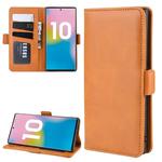 Dual-side Magnetic Buckle Horizontal Flip Leather Case for Galaxy Note 10 Pro, with Holder & Card Slots & Wallet & Photo Frame(Yellow)